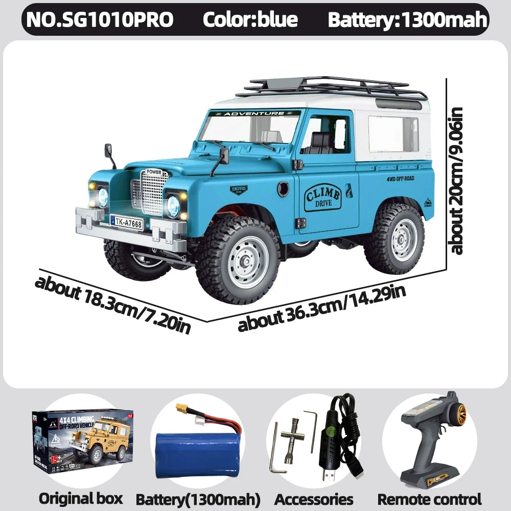 SG1009 SG1010 1/10 4WD RC car Defender RTR 2.4GHz Remote Control Off-Road Truck with LED Lights Metal Chassis Climbing Car Gift