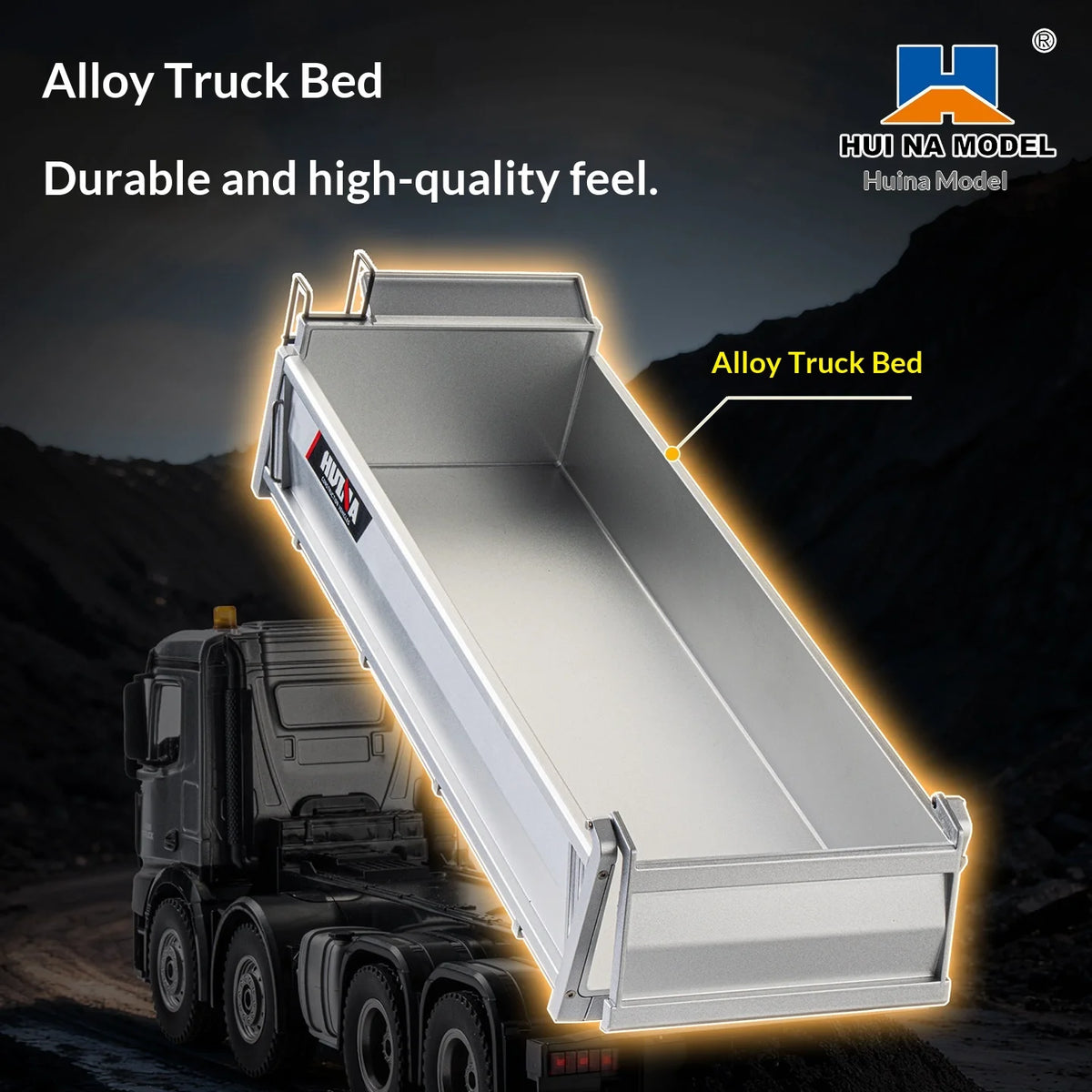 Huina 536PRO Oversized Alloy RC Dump Truck Full Scale 8‑Wheel Heavy‑Duty Engineering Dumper Vehicle Hobby Toy for Boys Kids