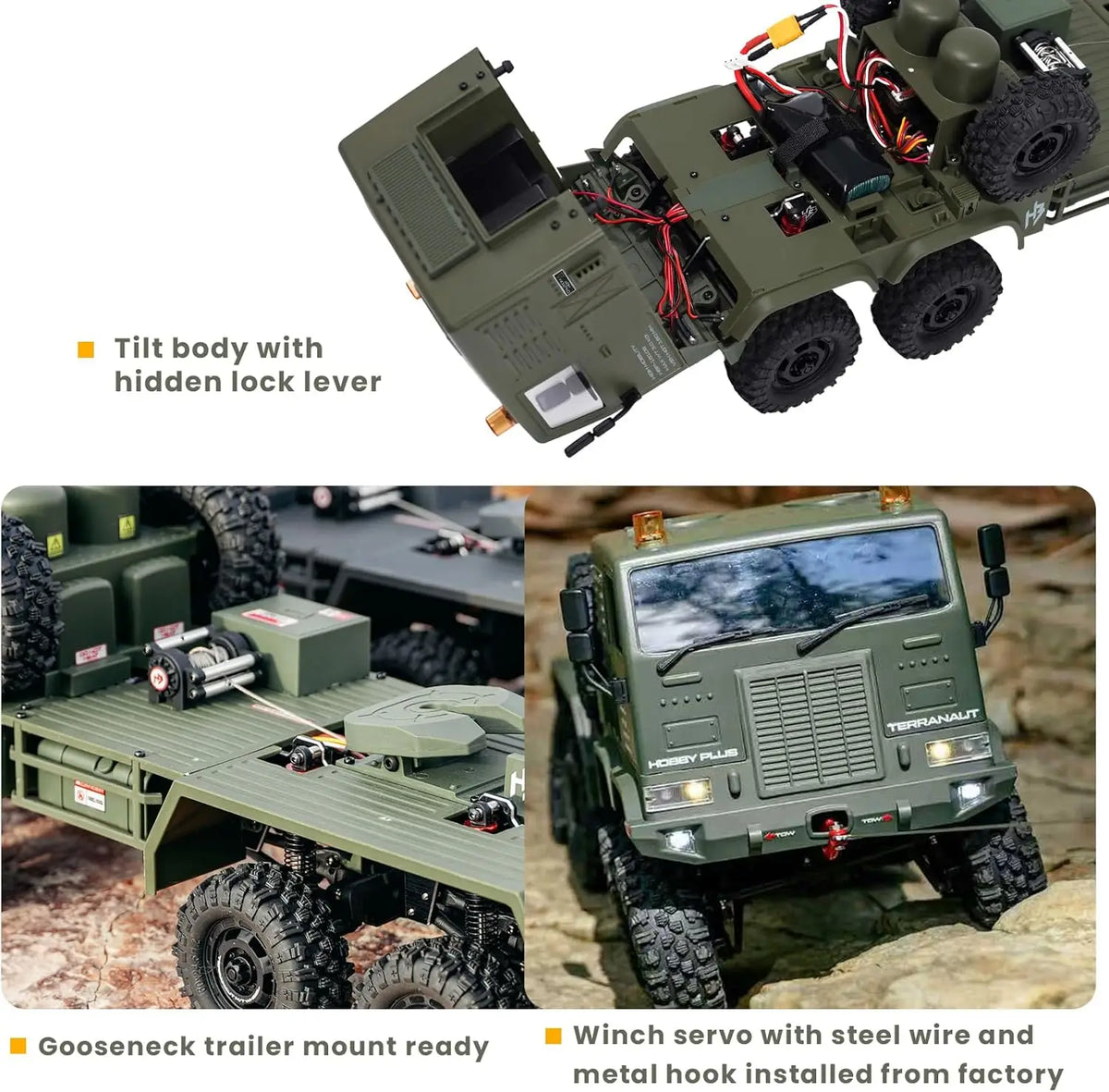 1/18 RC Crawler 8x8 Remote Control Truck, RTR Full-Lock 8WD with Active All-Wheel Steering, 2-Speed Transmission, Recovery Winch, LED Lights, Green