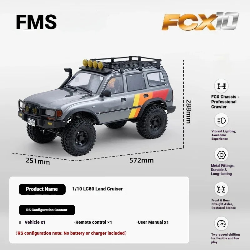 FMS 1/10 FCX10 FCX18 LC80 PRO Land Cruiser Brushless RC Crawler 4WD Brushless LC80 Simulation Crossing Climbing Car Model