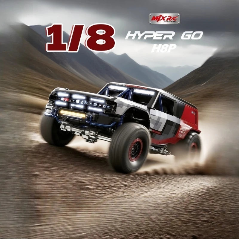 MJX H8H 1/8 Brushless RC Rock Crawler 4WD 8CH Transmitter LED Lights Rechargeable All Terrain Professional Remote Control Car