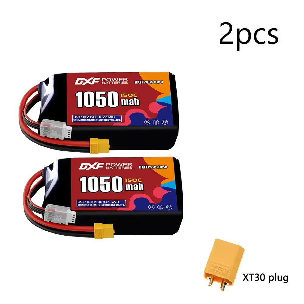 DXF 3S LiPo Battery 11.1V 150C - 650 to 1100mAh, XT30 / XT60 / JST Random Recon