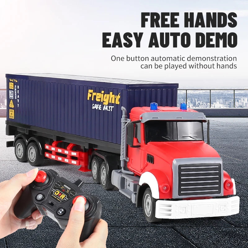 1:24 RC Container Trailer Remote Control Car Double-layer Truck Transport Vehicle Toy Car Model with Music Boy Toy Children Gift