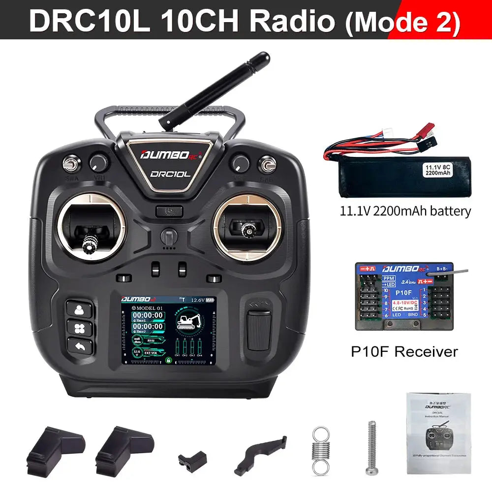 DUMBORC DRC10L 10-Channel RC Transmitter - Coach Mode, 20 Model Memory Random Recon