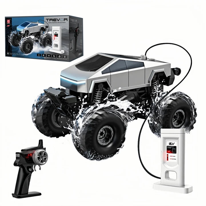 2.4GHz Remote Control Amphibious Off-Road Vehicle 360° Rotation Big Wheel RC Car High Capacity Battery Waterproof Toy for Kids
