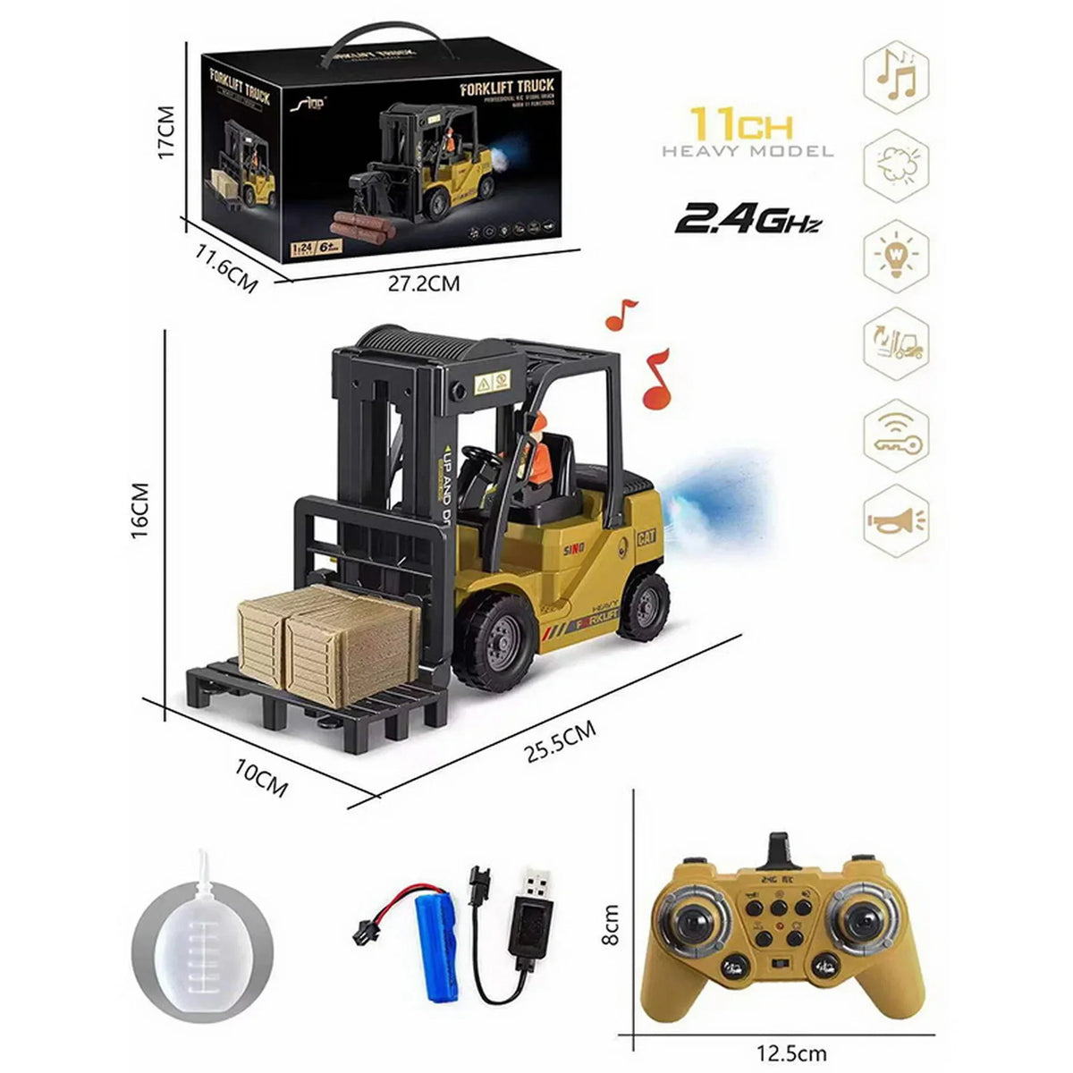 2.4G RC Radio Control Forklift Car Truck Electric Toy Engineering Vehicle Model Children Christmas Kids Boys Gifts Outdoor Toys