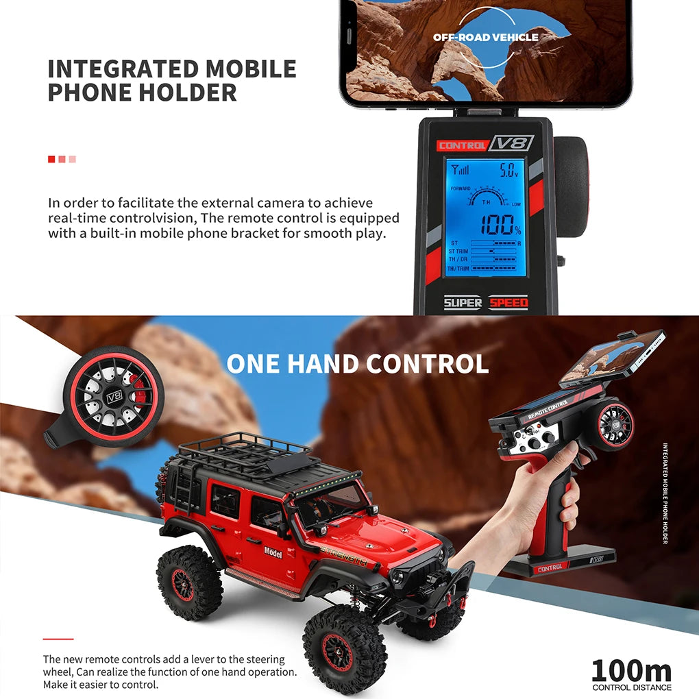 1/10 WLtoys 104006 RC Car 2.4G RTR Full Proportional Rock Crawler LED Drift Remote Control Vehicle 4WD Off-Road Climbing Car Toy