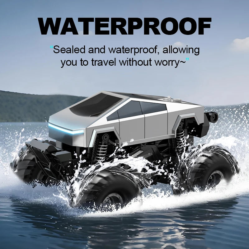 2.4GHz Remote Control Amphibious Off-Road Vehicle 360° Rotation Big Wheel RC Car High Capacity Battery Waterproof Toy for Kids
