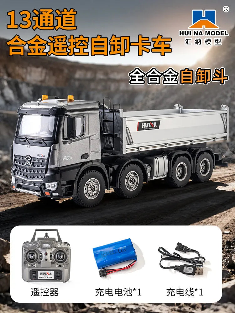 Huina 536PRO Oversized Alloy RC Dump Truck Full Scale 8‑Wheel Heavy‑Duty Engineering Dumper Vehicle Hobby Toy for Boys Kids