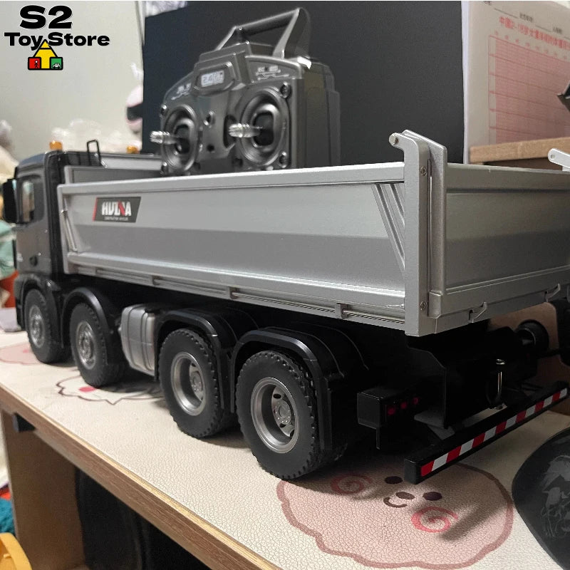 1:14 Scale HuiNa 1537 Alloy RC Dump Truck Mixer with Full Proportional Control Heavy Duty Engineering Vehicle Model Gift