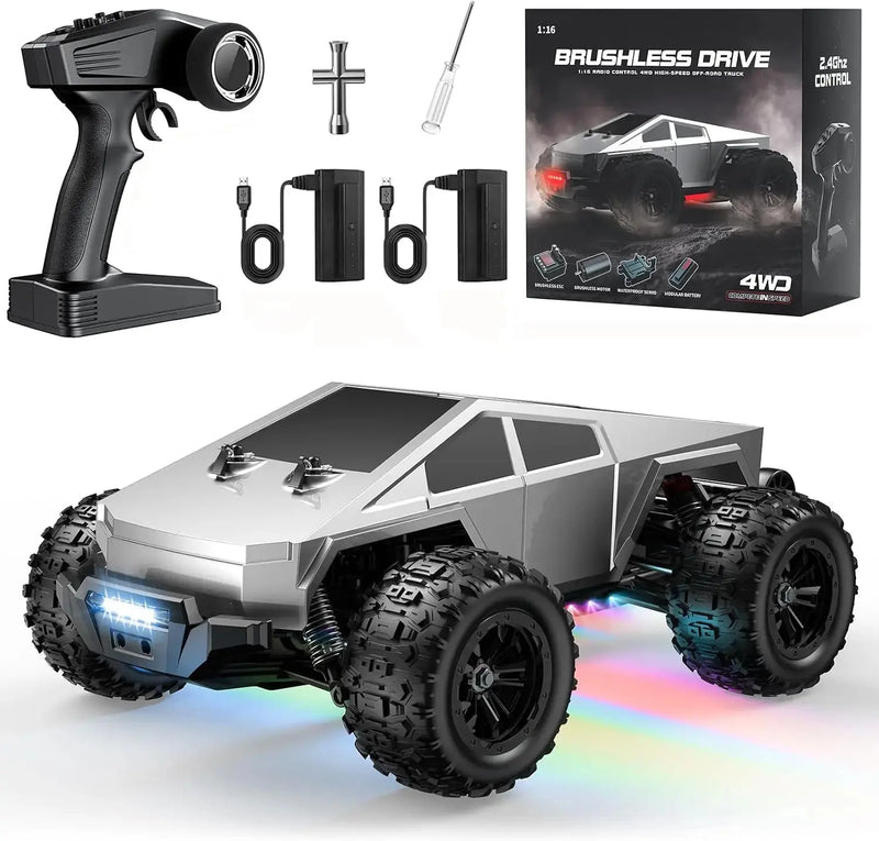 1/16 Scale Brushless Fast RC Car 35Mph High Speed 4x4 Monster Truck Toy with 2.4GHz Remote Control for Adults Cyber RC Truck Random Recon