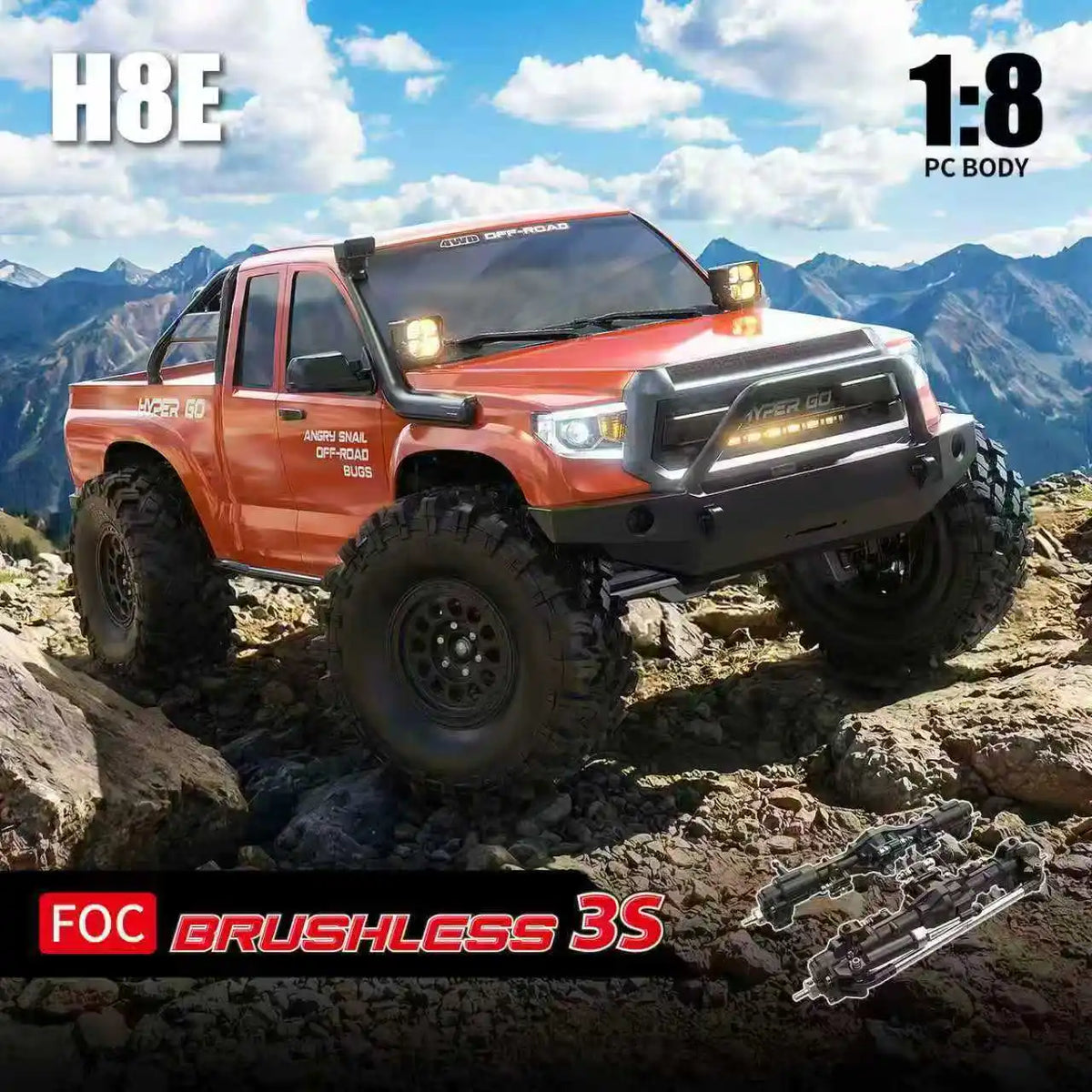 New 1/8 MJX Brushless H8E Remote Control Car Electric 4WD RC Professional Climbing Off-Road Vehicle Simulation High Speed Model