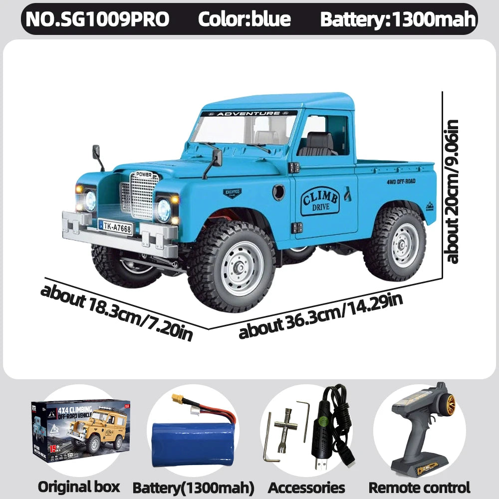 SG1009 SG1010 1/10 4WD RC car Defender RTR 2.4GHz Remote Control Off-Road Truck with LED Lights Metal Chassis Climbing Car Gift