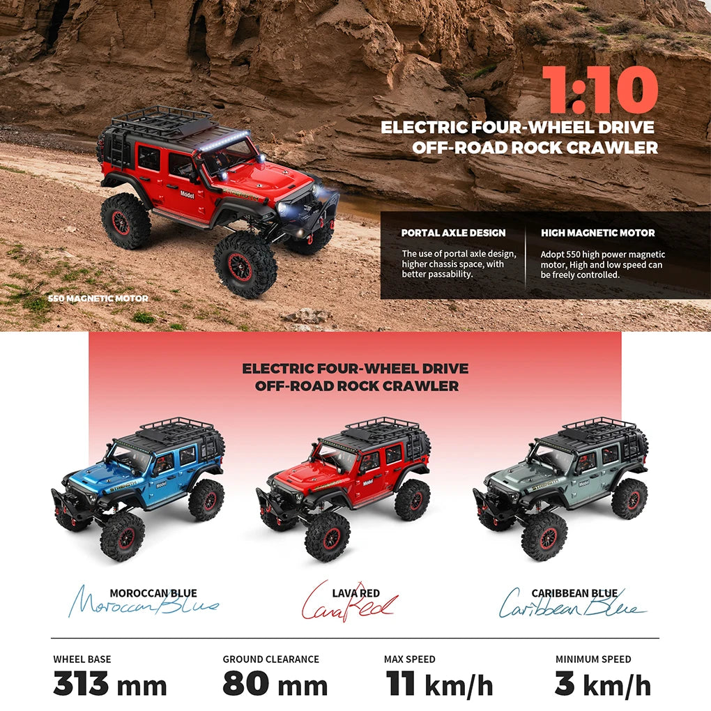 1/10 WLtoys 104006 RC Car 2.4G RTR Full Proportional Rock Crawler LED Drift Remote Control Vehicle 4WD Off-Road Climbing Car Toy