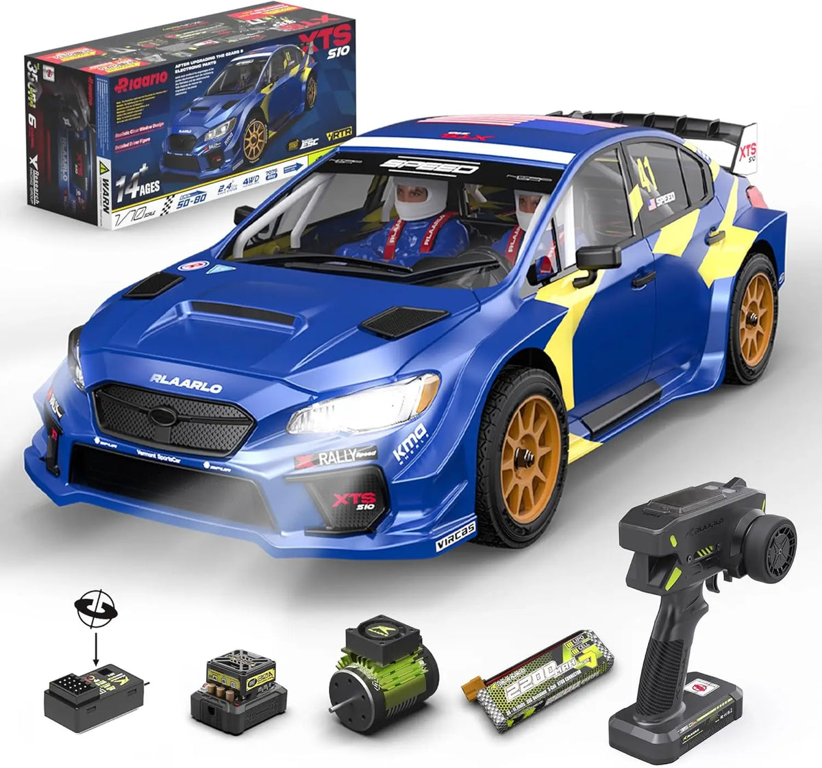 1/10 Scale Brushless RC Car 4WD RTR 40+ MPH Carbon Fiber Gyro Waterproof 80A ESC 3S Li Battery Compatible for Ages 14+