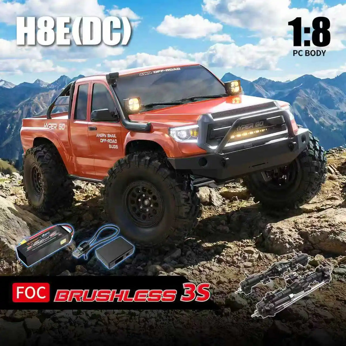 New 1/8 MJX Brushless H8E Remote Control Car Electric 4WD RC Professional Climbing Off-Road Vehicle Simulation High Speed Model