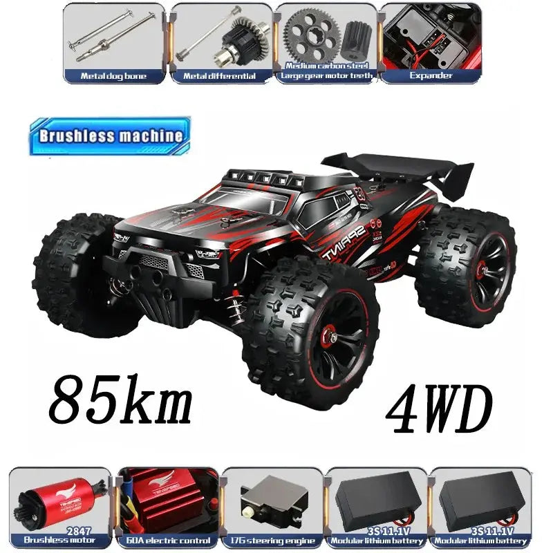 1:14 85KM/H or 50KM/H 4WD RC Car with LED Remote Control Cars High Speed Drift Monster 4x4 Truck for Kids Vs Wltoys 144001 Toys - Random Recon