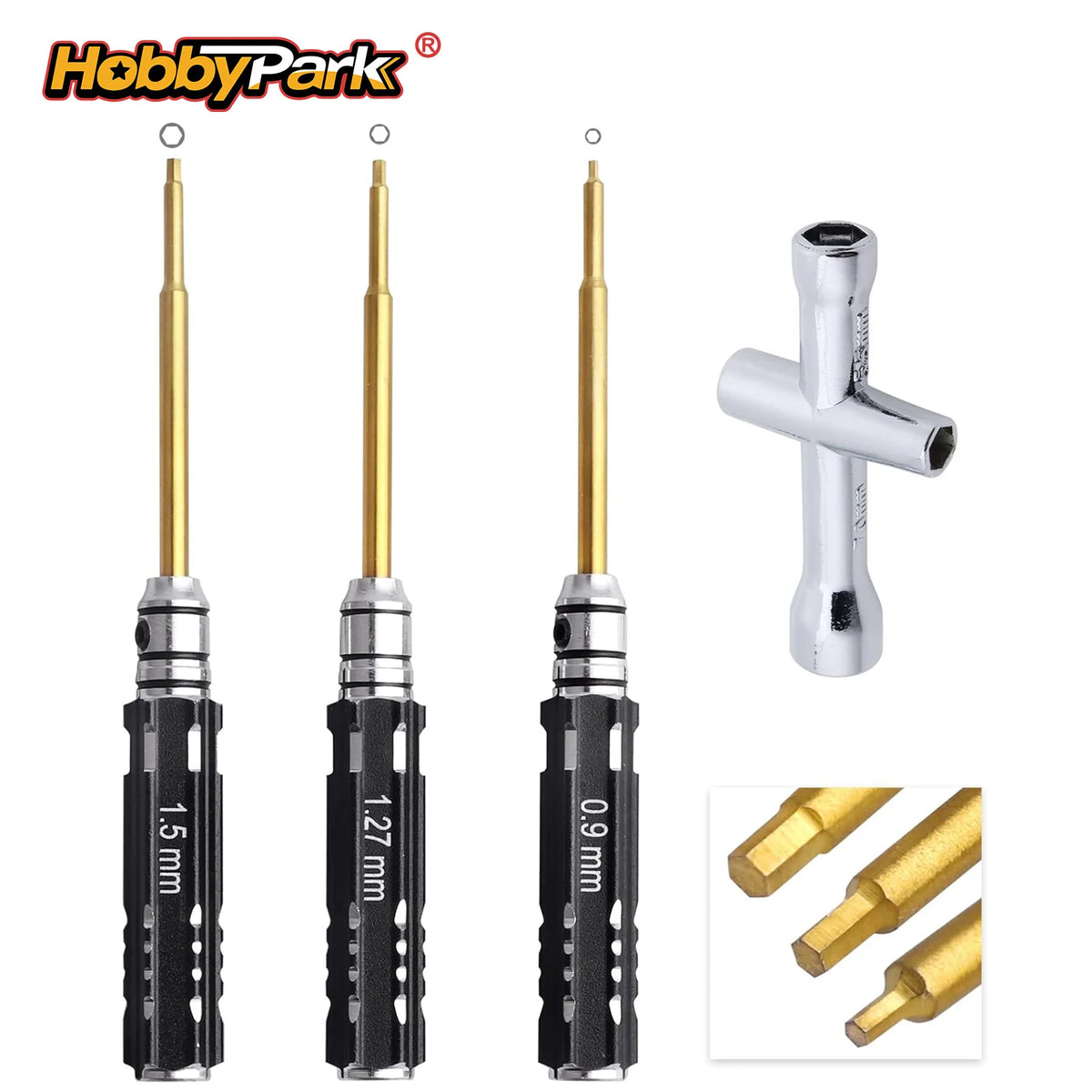 Hobbypark Mini RC Hex Driver Set 0.9 1.27 1.5mm Allen Screwdriver & Wheel Nut Wrench for Axial SCX24 1/24 Crawler