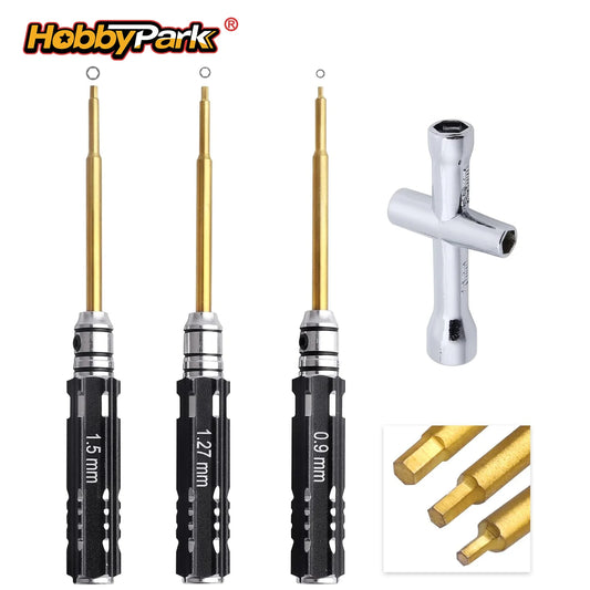 Hobbypark Mini RC Hex Driver Set 0.9 1.27 1.5mm Allen Screwdriver & Wheel Nut Wrench for Axial SCX24 1/24 Crawler