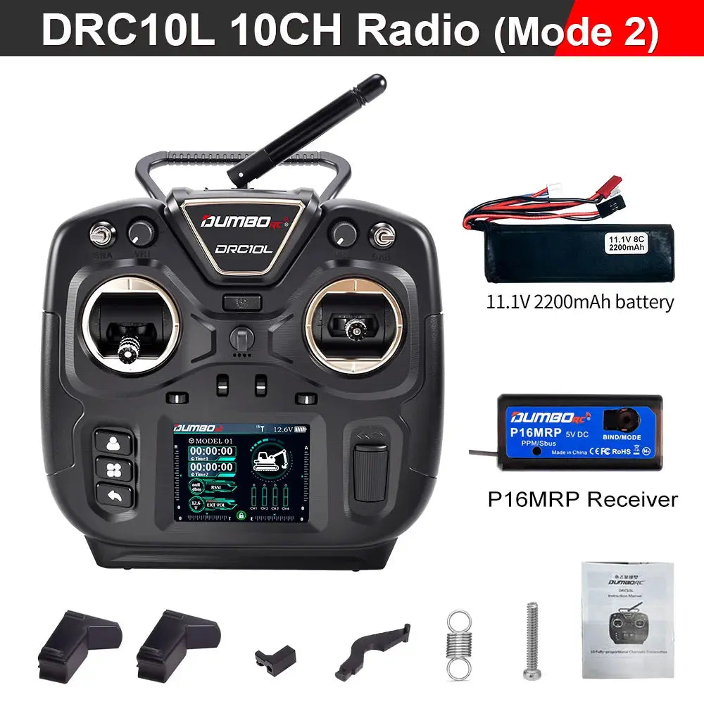 DUMBORC DRC10L 10-Channel RC Transmitter - Coach Mode, 20 Model Memory Random Recon
