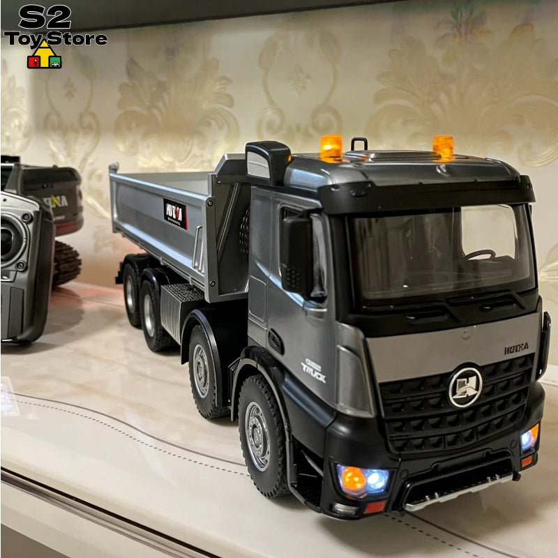 1:14 Scale HuiNa 1537 Alloy RC Dump Truck Mixer with Full Proportional Control Heavy Duty Engineering Vehicle Model Gift