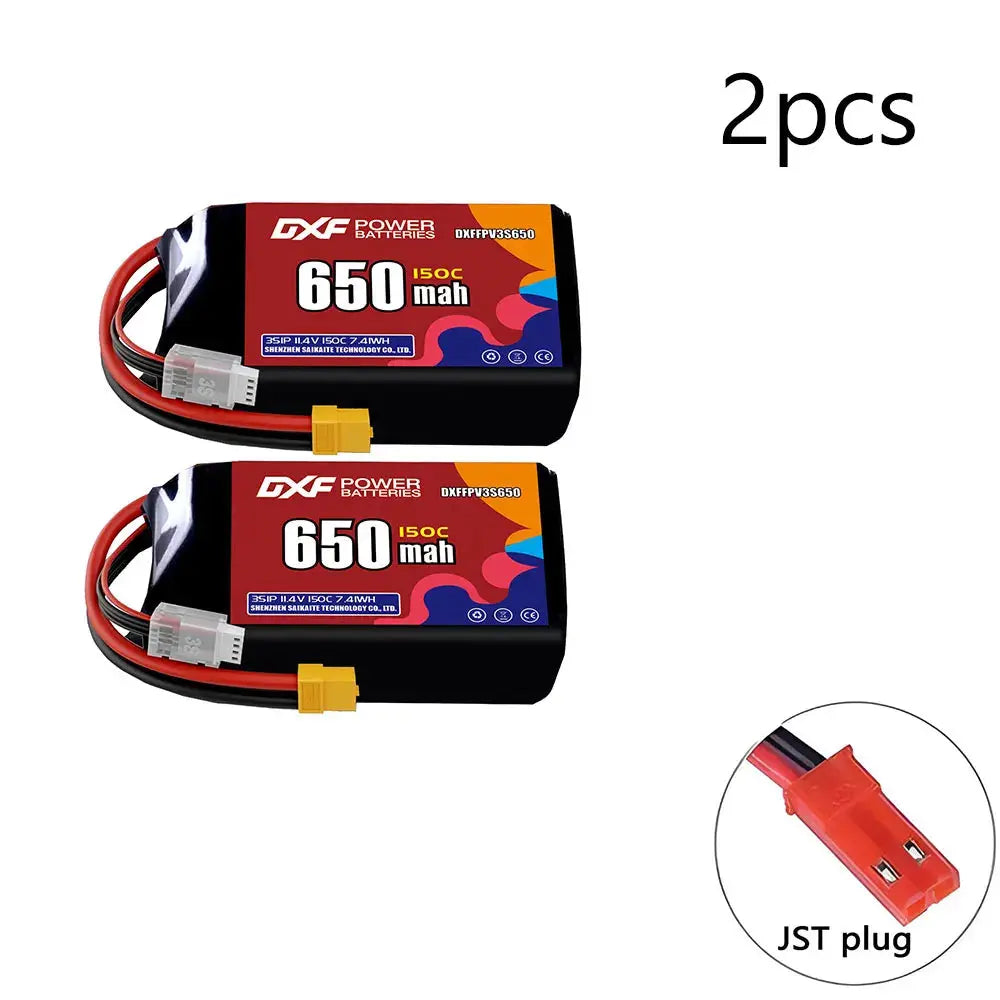 DXF 3S LiPo Battery 11.1V 150C - 650 to 1100mAh, XT30 / XT60 / JST Random Recon