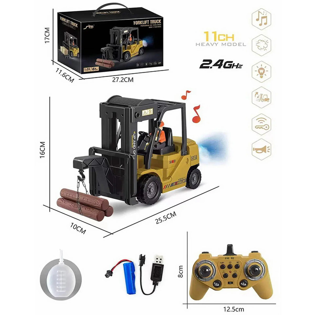 2.4G RC Radio Control Forklift Car Truck Electric Toy Engineering Vehicle Model Children Christmas Kids Boys Gifts Outdoor Toys