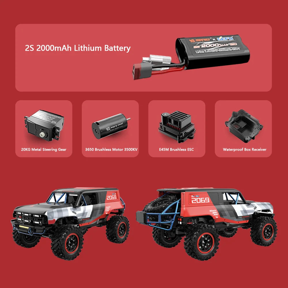 HYPER GO MJX H12P 1/12 RC Crawler High Speed 4WD Climbing Car 2.4G Remote Control Car Brushless Off Road Vehicle Toy
