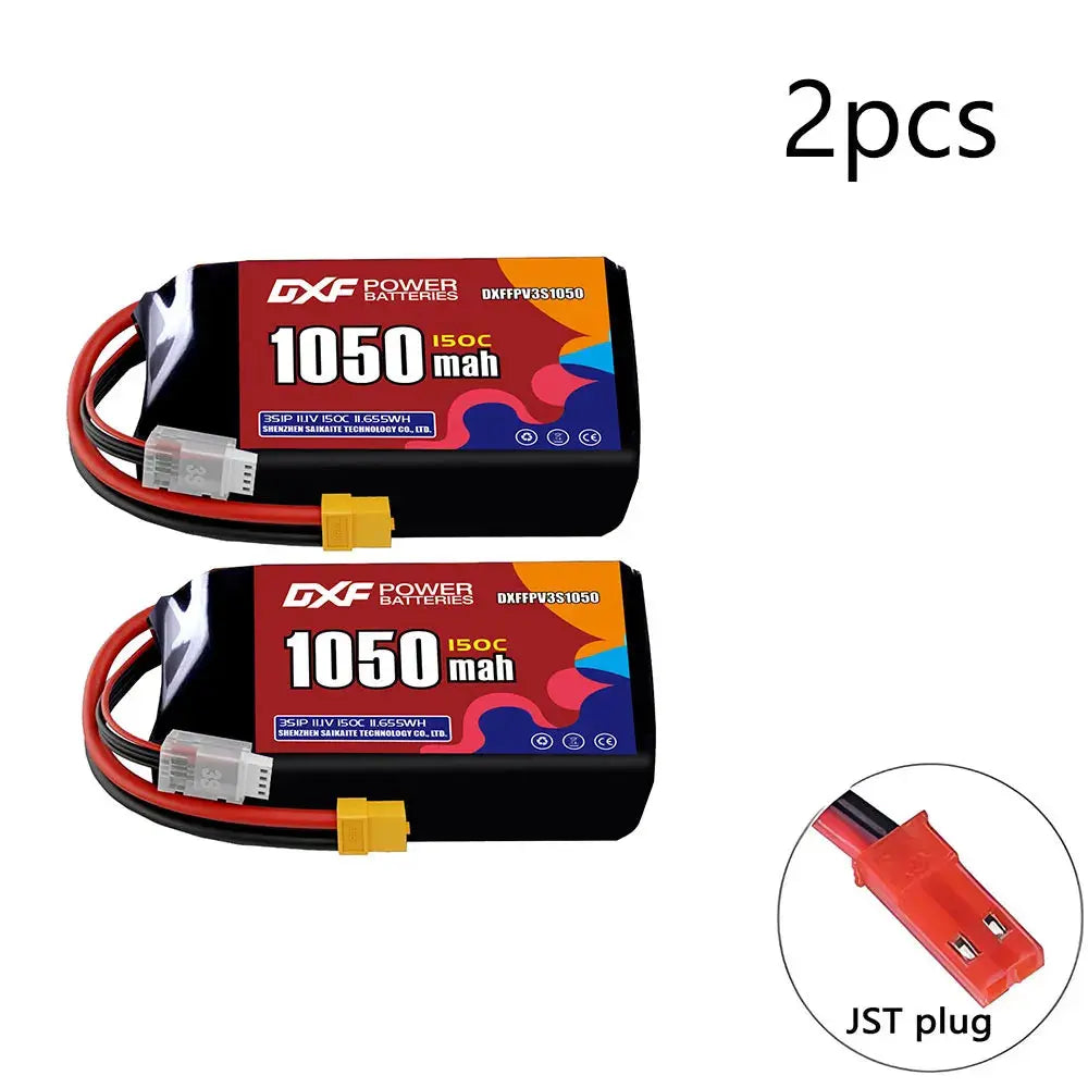 DXF 3S LiPo Battery 11.1V 150C - 650 to 1100mAh, XT30 / XT60 / JST Random Recon