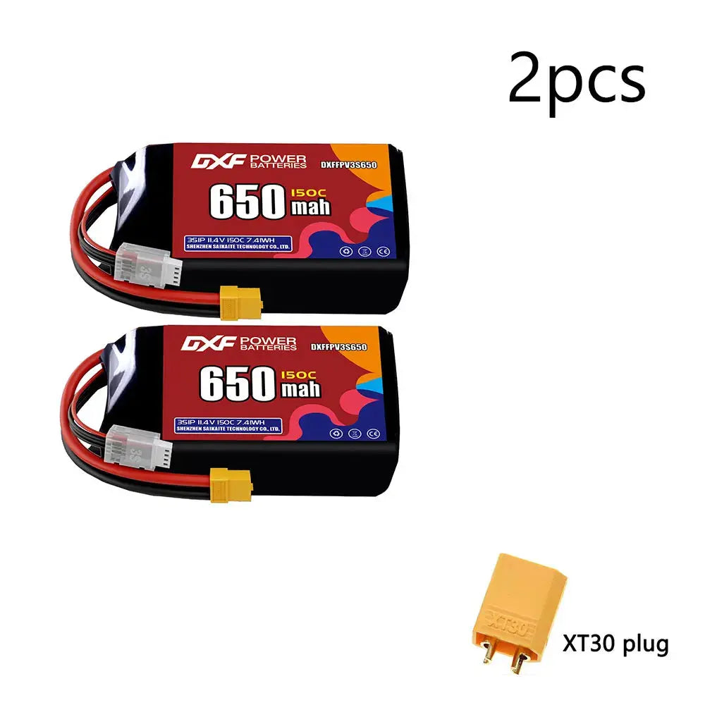 DXF 3S LiPo Battery 11.1V 150C - 650 to 1100mAh, XT30 / XT60 / JST Random Recon