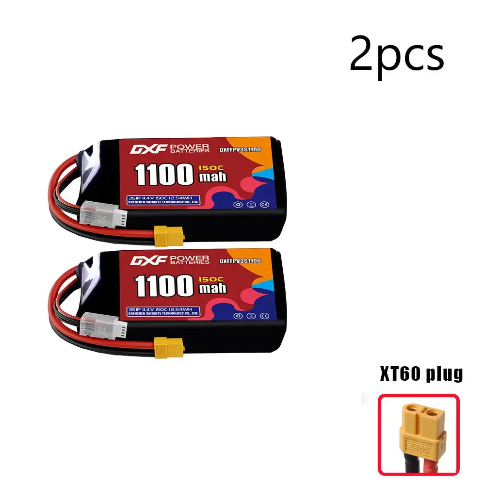 DXF 3S LiPo Battery 11.1V 150C - 650 to 1100mAh, XT30 / XT60 / JST Random Recon