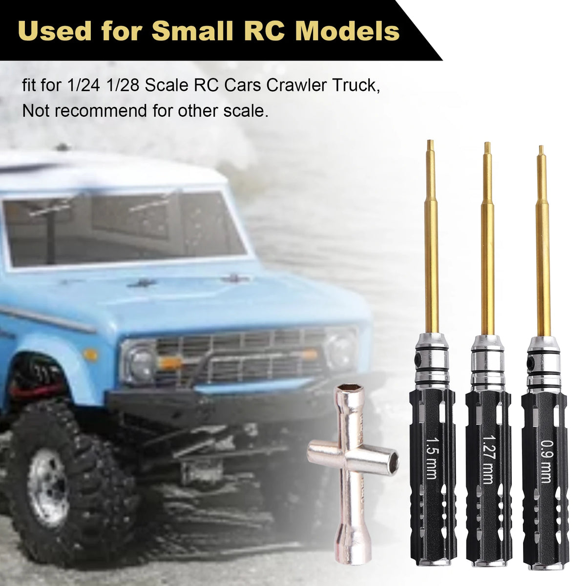 Hobbypark Mini RC Hex Driver Set 0.9 1.27 1.5mm Allen Screwdriver & Wheel Nut Wrench for Axial SCX24 1/24 Crawler