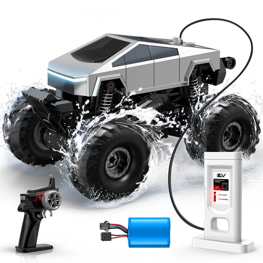 2.4GHz Remote Control Amphibious Off-Road Vehicle 360° Rotation Big Wheel RC Car High Capacity Battery Waterproof Toy for Kids