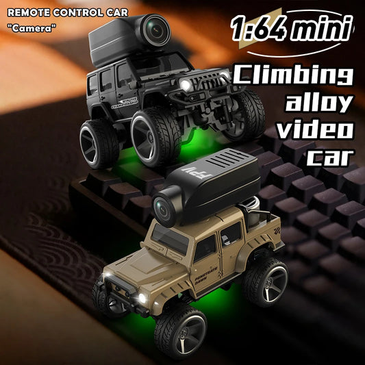 1:64 Mini Alloy RC Car, 2.4GHz Rear Drive Desktop Off-Road Toy Car with Camera, Christmas & Birthday Gift for Kids