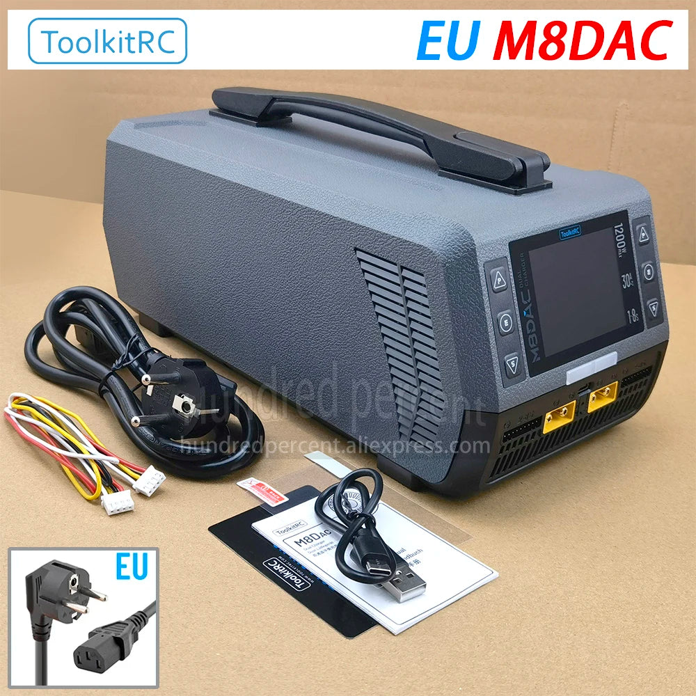 ToolkitRC M8DAC intelligent charger 2-channel 1-8S IPS display AC 1200W 50A 30A model car 1/5 1/6 1/7 fast charging