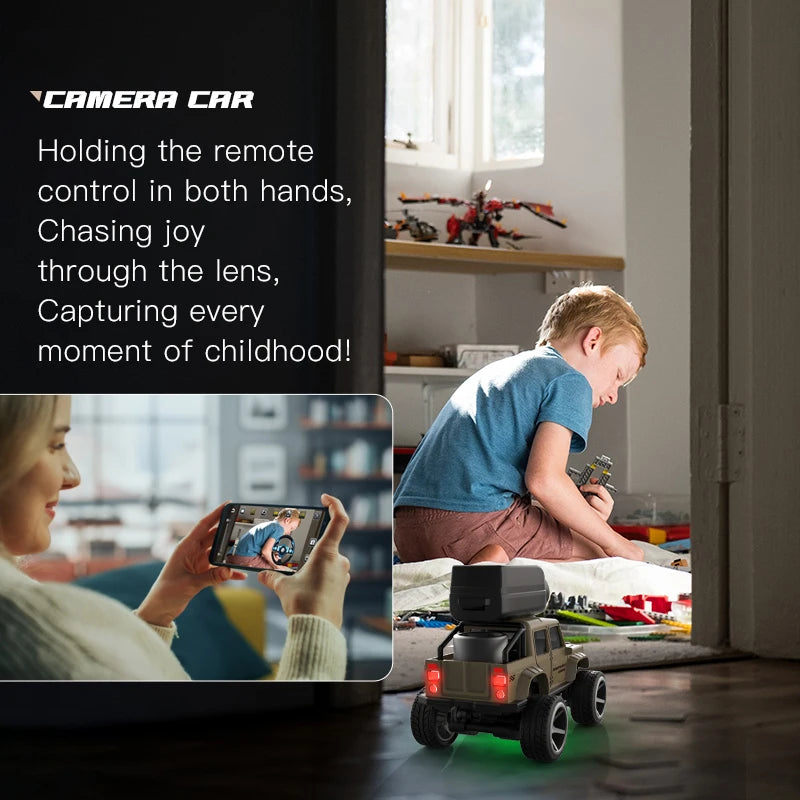 1:64 Mini Alloy RC Car, 2.4GHz Rear Drive Desktop Off-Road Toy Car with Camera, Christmas & Birthday Gift for Kids
