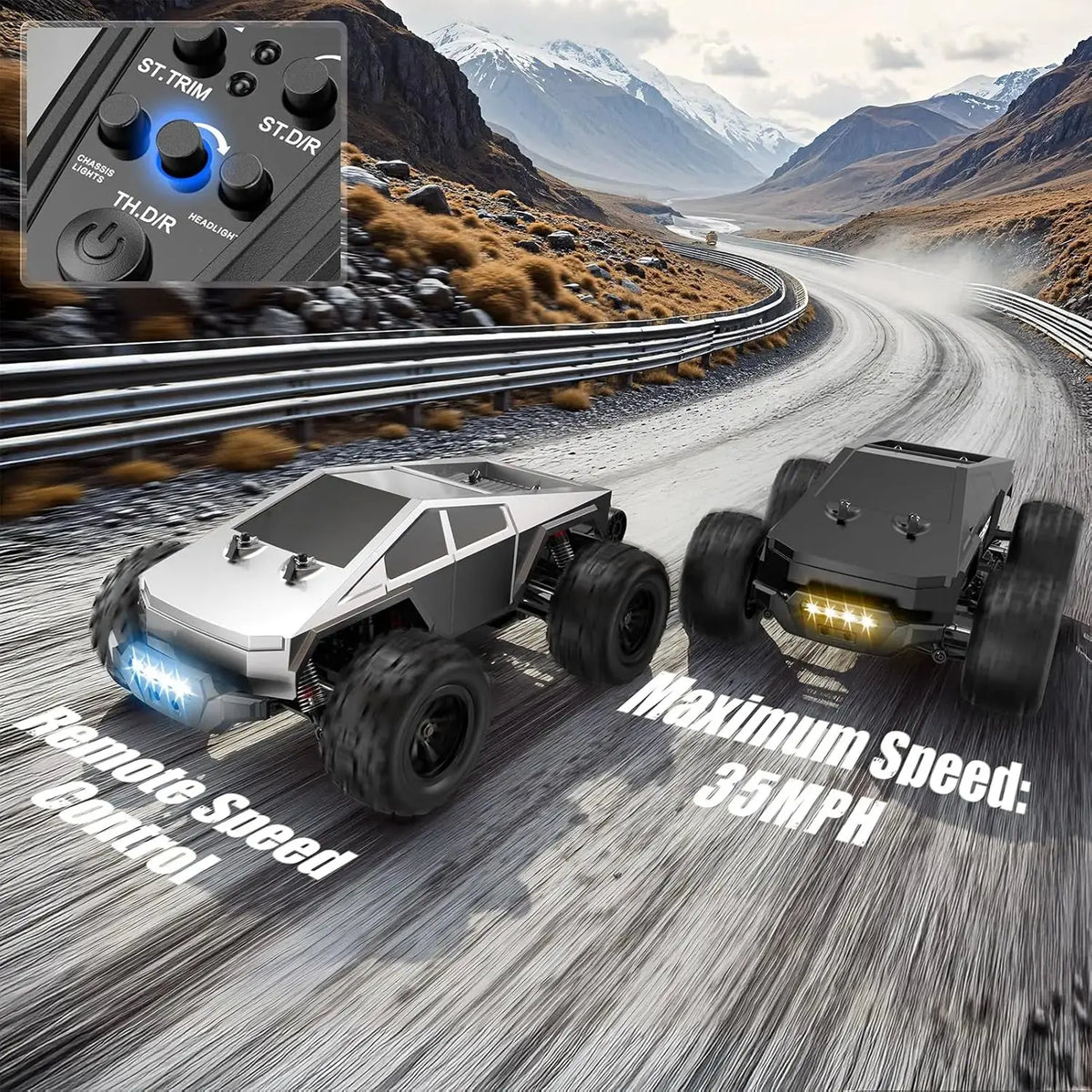 1/16 Scale Brushless Fast RC Car 35Mph High Speed 4x4 Monster Truck Toy with 2.4GHz Remote Control for Adults Cyber RC Truck Random Recon