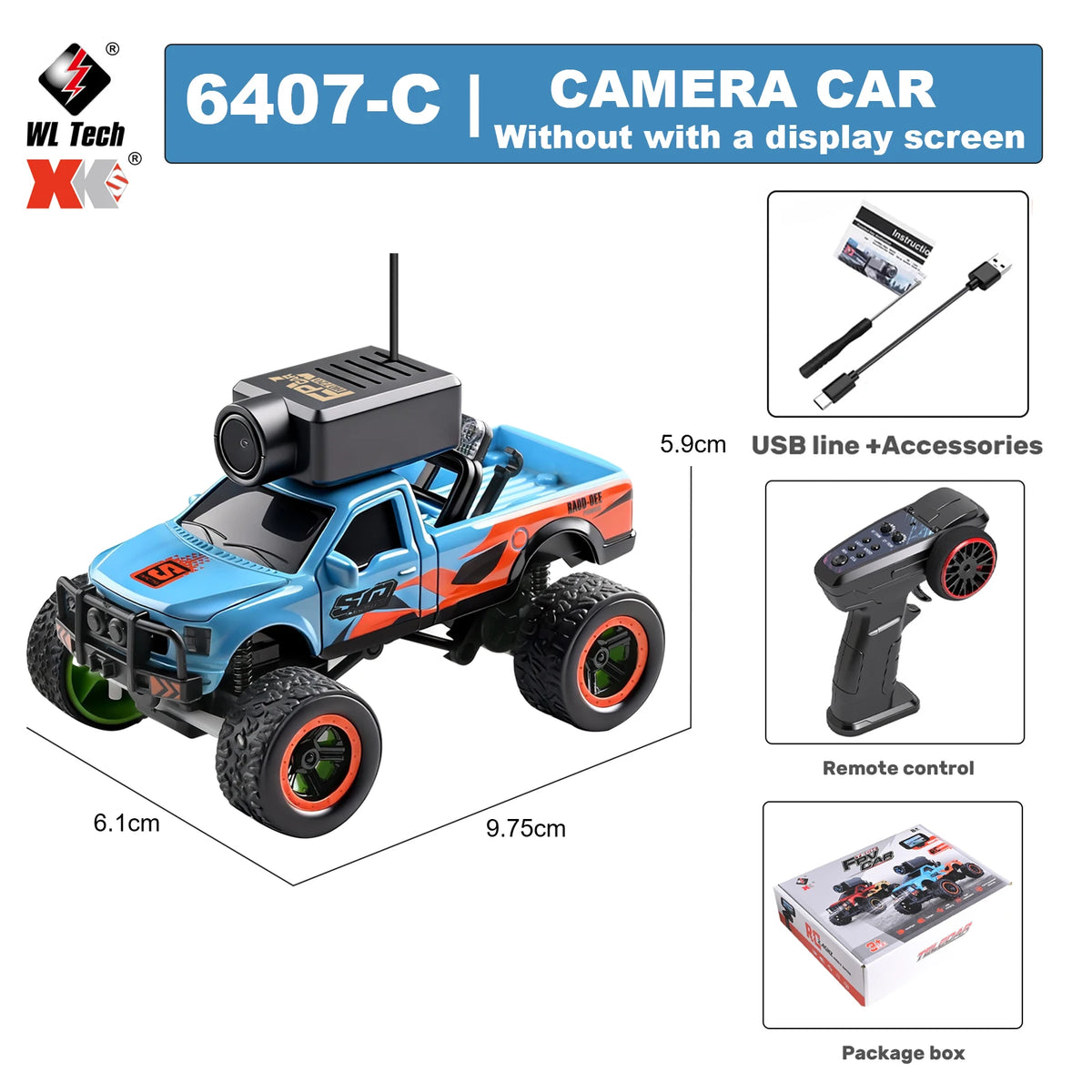 Wltoys 1:64  6407 6407-C Mini Remote Control Camera Car Wireless Remote Control Equipped with APP WiFi VR Display Desktop Toy