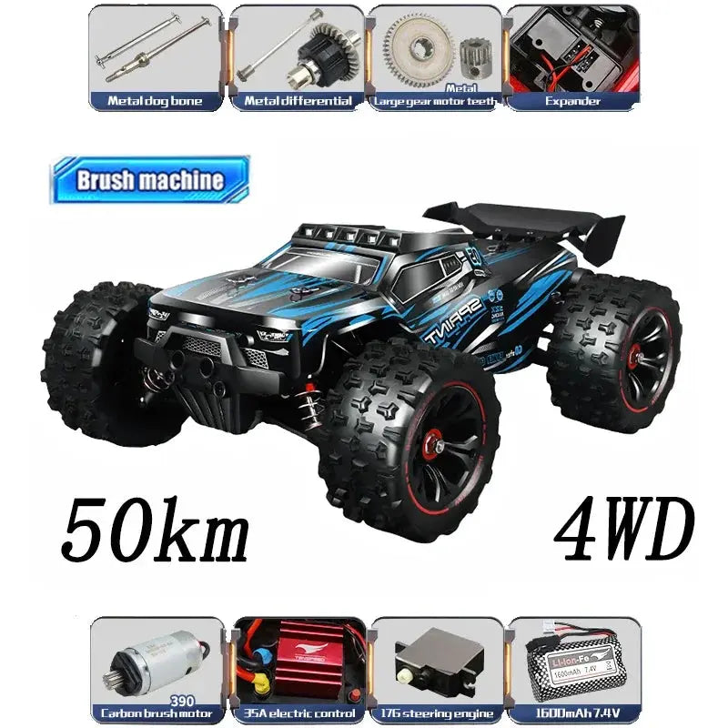 1:14 85KM/H or 50KM/H 4WD RC Car with LED Remote Control Cars High Speed Drift Monster 4x4 Truck for Kids Vs Wltoys 144001 Toys - Random Recon