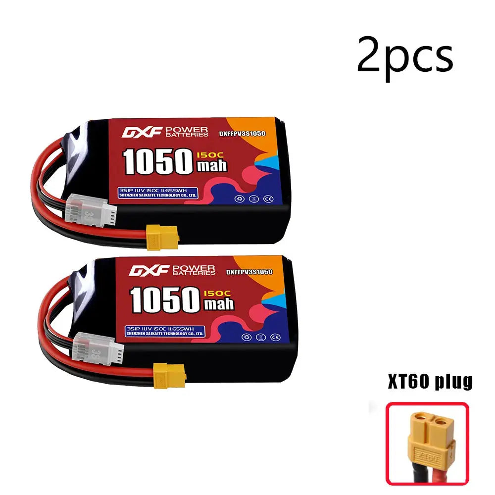 DXF 3S LiPo Battery 11.1V 150C - 650 to 1100mAh, XT30 / XT60 / JST Random Recon