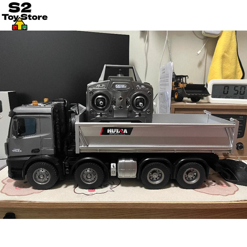 1:14 Scale HuiNa 1537 Alloy RC Dump Truck Mixer with Full Proportional Control Heavy Duty Engineering Vehicle Model Gift