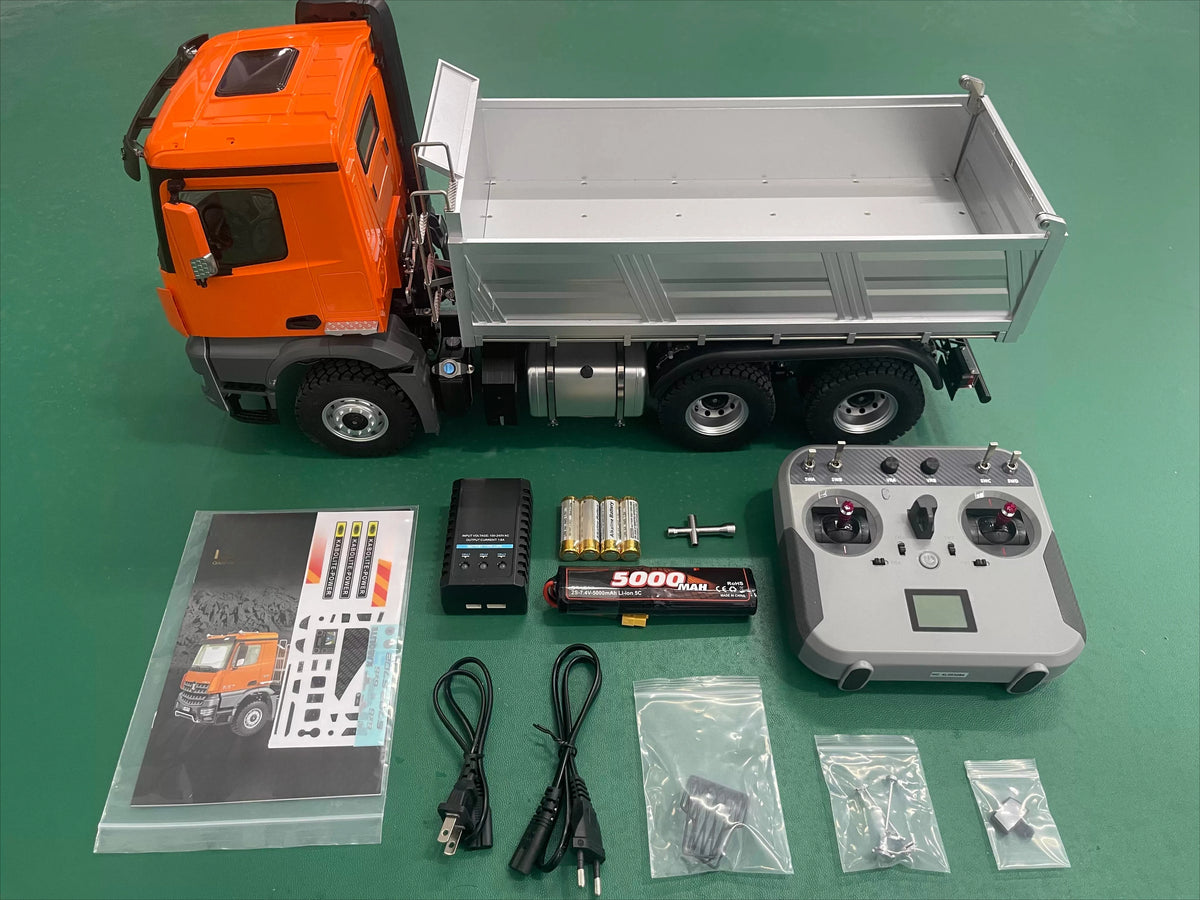 1/14 RC Electric Dump Truck 6x6 with Screw Lifting Two-Speed Shift Lighting and Sound Effects  RTR Remote Control Toy Car