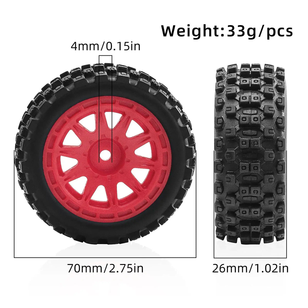 Random Recon ARRMA 1/18 2S TYPHON GROM ARA2106 Wheel Hub and Chocolate Tread All-Terrain Tires Set Upgrade W213 - Random Recon