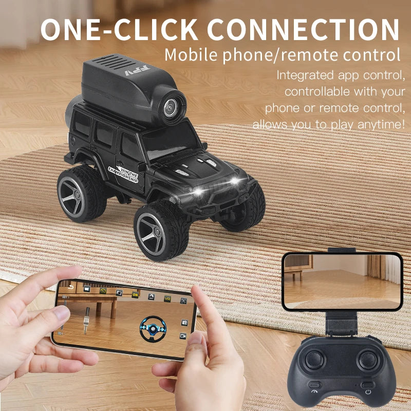 1:64 Mini Alloy RC Car, 2.4GHz Rear Drive Desktop Off-Road Toy Car with Camera, Christmas & Birthday Gift for Kids