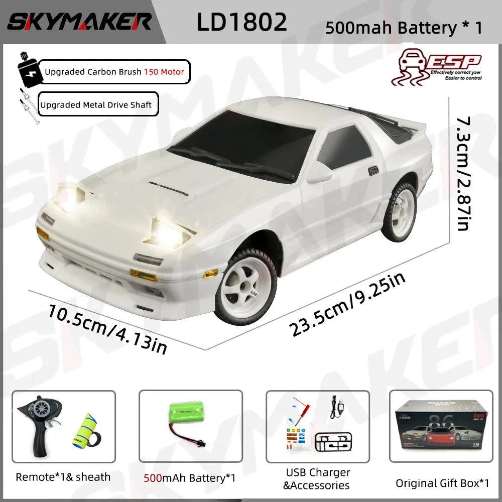 Skymaker 1/18 RC Drift Car LD1801 AE86 / LD1802 RX-7 FC - 2.4G with Gyro and LED Random Recon