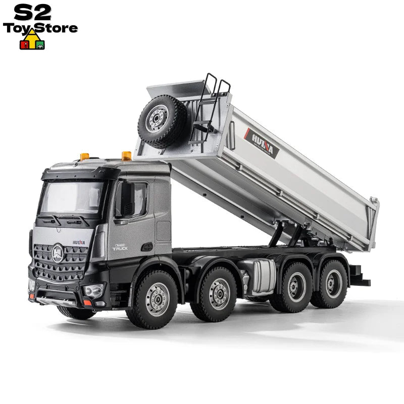 1:14 Scale HuiNa 1537 Alloy RC Dump Truck Mixer with Full Proportional Control Heavy Duty Engineering Vehicle Model Gift