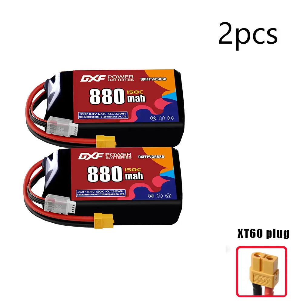 DXF 3S LiPo Battery 11.1V 150C - 650 to 1100mAh, XT30 / XT60 / JST Random Recon