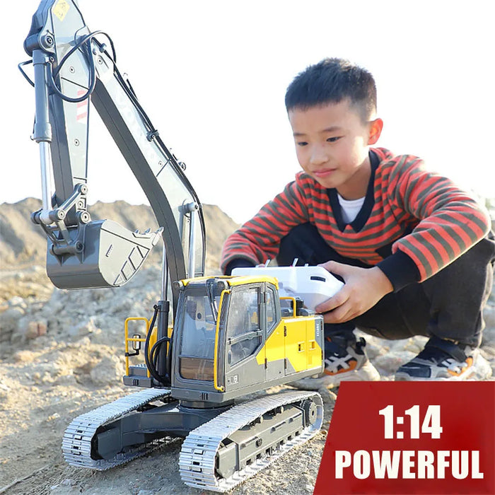 E010 Upgraded 1/14 Full Metal RC Excavator Alloy Construction Vehicle Electric Remote Control Engineering Truck Model Car Toy