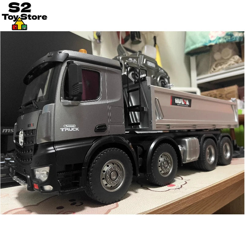 1:14 Scale HuiNa 1537 Alloy RC Dump Truck Mixer with Full Proportional Control Heavy Duty Engineering Vehicle Model Gift