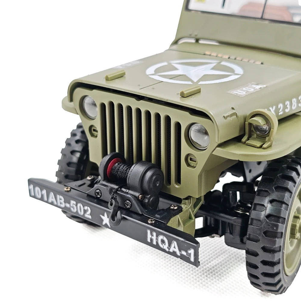 1/14 RC Car Willys Military Vehicle with Rc Winch 2.4G 4WD Off-Road Electric Remote Control Model Simulation Crawler Toys HG4-58